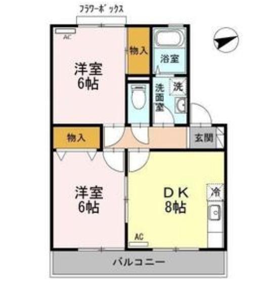 アヴァンティコートA棟(2DK/2階)の間取り写真