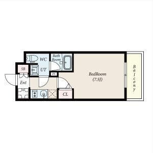 コンポジット新宿柏木(1K/2階)の間取り写真