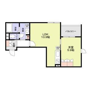ヒンメルブラウ 野方(1LDK/2階)の間取り写真