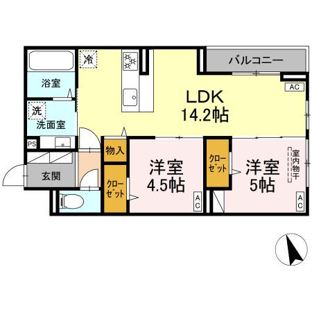 D-PRECIOUS武蔵野(2LDK/3階)の間取り写真