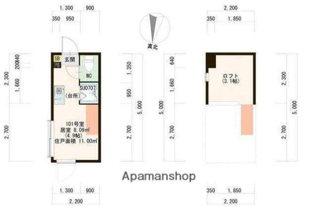 SALVIA J(ワンルーム/1階)の間取り写真