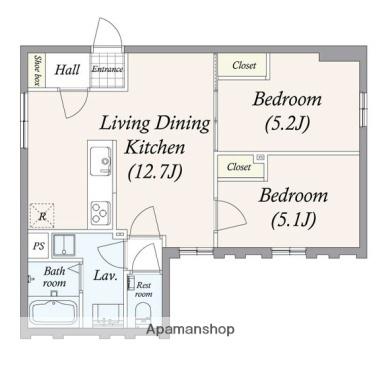 GRAN PASEO三宿Ⅱ(2LDK/2階)の間取り写真