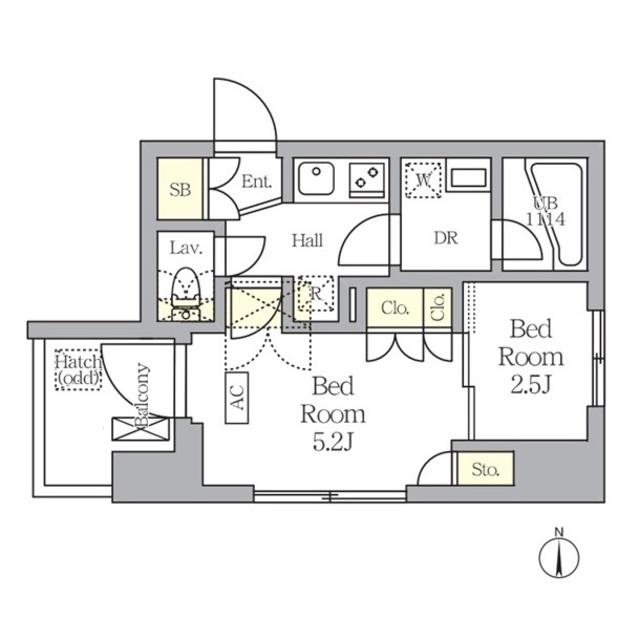 アジールコート王子(2K/3階)の間取り写真