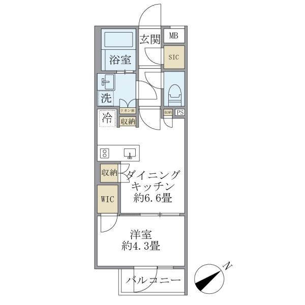 コンポジット早稲田鶴巻町(1DK/1階)の間取り写真