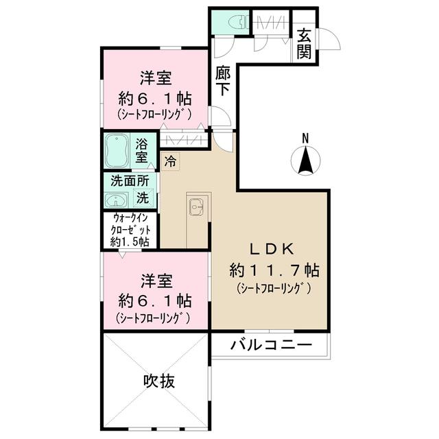 メゾンレーヴ経堂(2LDK/2階)の間取り写真