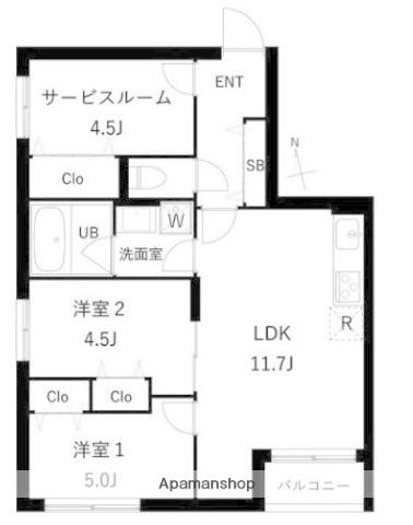 COEUR BLANC西荻窪(2SLDK/2階)の間取り写真