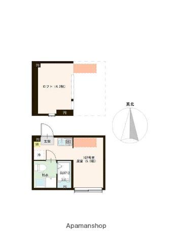 ハーモニーテラス都立家政(ワンルーム/1階)の間取り写真