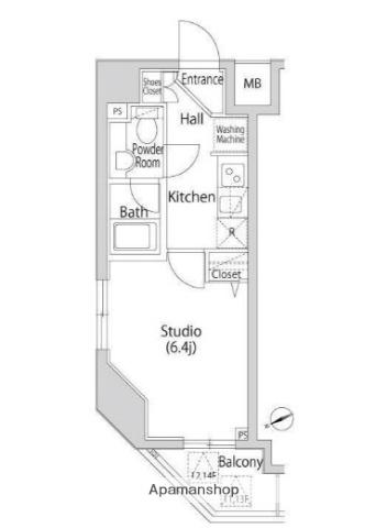 カーサスプレンディッド虎ノ門エスト(1K/4階)の間取り写真