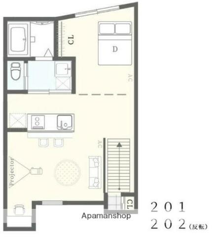 ボヌール高円寺(1LDK/2階)の間取り写真