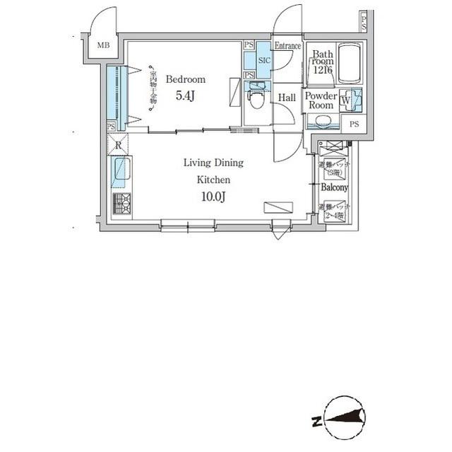 デュオフラッツ千歳船橋(1LDK/1階)の間取り写真