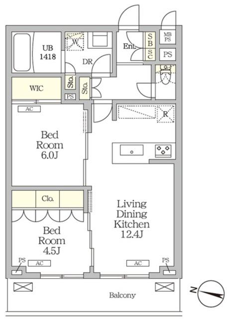 ミレーネ滝野川(2LDK/4階)の間取り写真