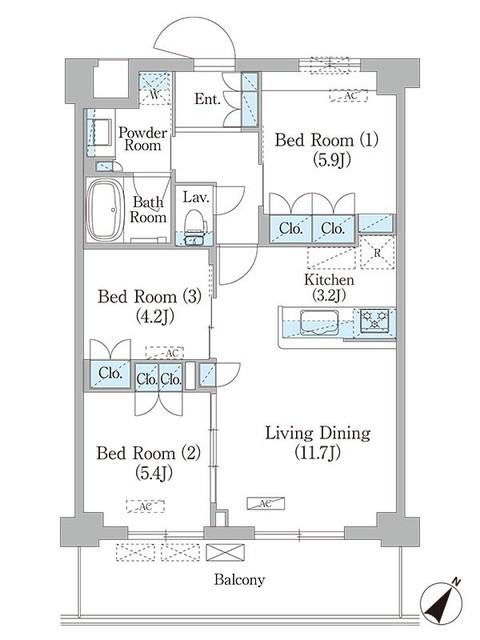NIIYA平和台(3LDK/1階)の間取り写真