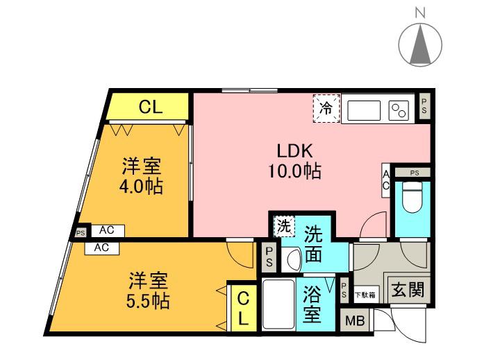 G.T.A. 中野坂上(2LDK/4階)の間取り写真
