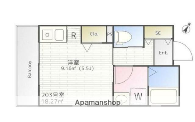 グランビル中野白鷺(ワンルーム/3階)の間取り写真