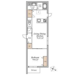 ザ・フォレスト明大前(1LDK/1階)の間取り写真