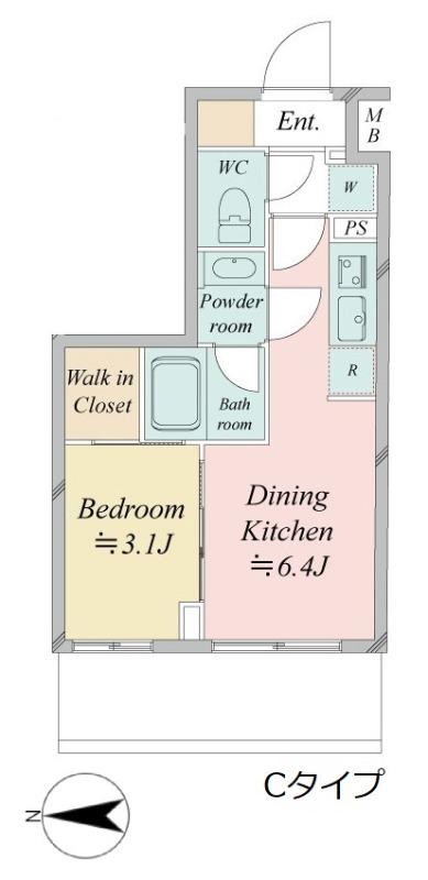 ドゥーエ王子神谷(1DK/3階)の間取り写真