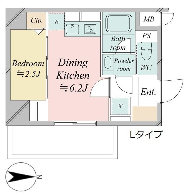 ドゥーエ王子神谷(1DK/9階)の間取り写真