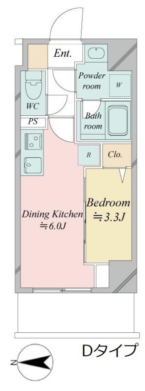 ドゥーエ王子神谷(1DK/9階)の間取り写真