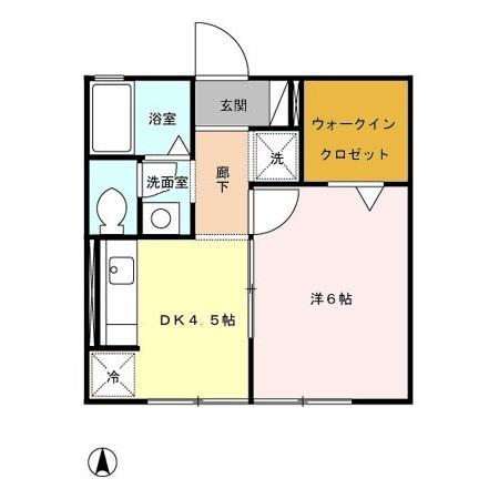 ジュネスシノダ(1DK/2階)の間取り写真