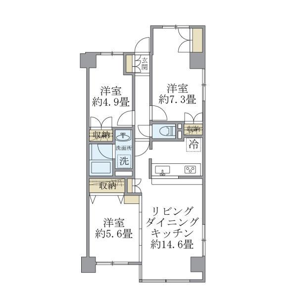 ISM武蔵浦和(3LDK/1階)の間取り写真