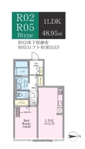 T.LIMITED(1LDK/2階)の間取り写真