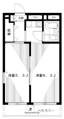 NHレジデンス中野(2K/1階)の間取り写真