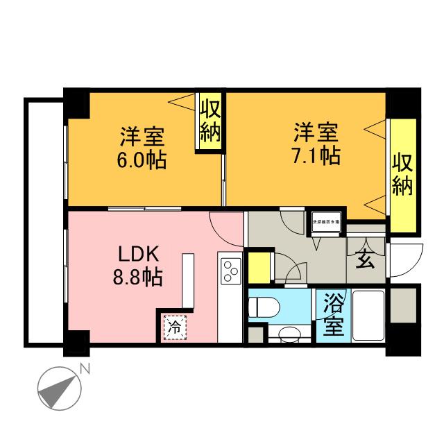 プロスペクト西巣鴨(2LDK/13階)の間取り写真