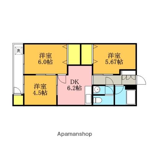 上水ハイツ(3DK/2階)の間取り写真