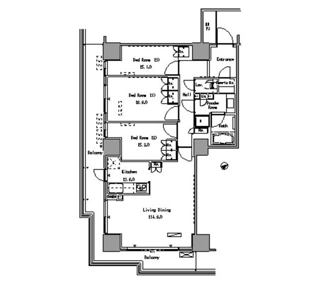 パークアクシス豊洲(3LDK/14階)の間取り写真