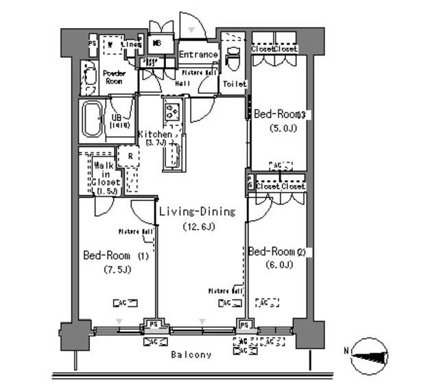 パークアクシス辰巳ステージ(3LDK/11階)の間取り写真