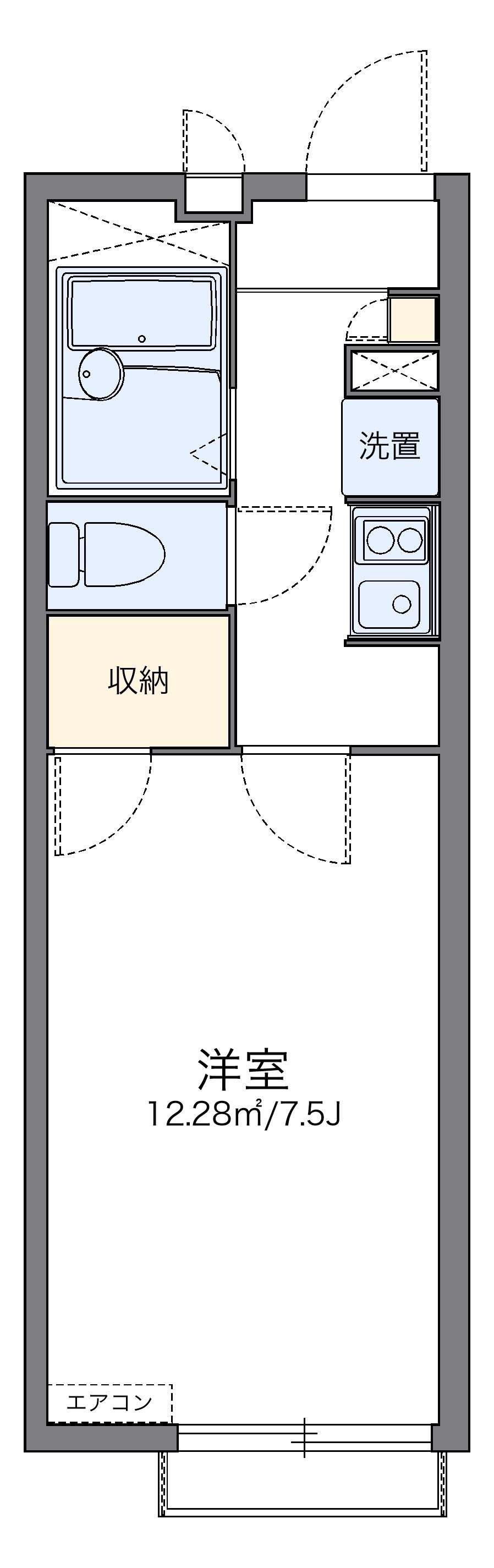 レオパレスグランドソレーユ(1K/1階)の間取り写真