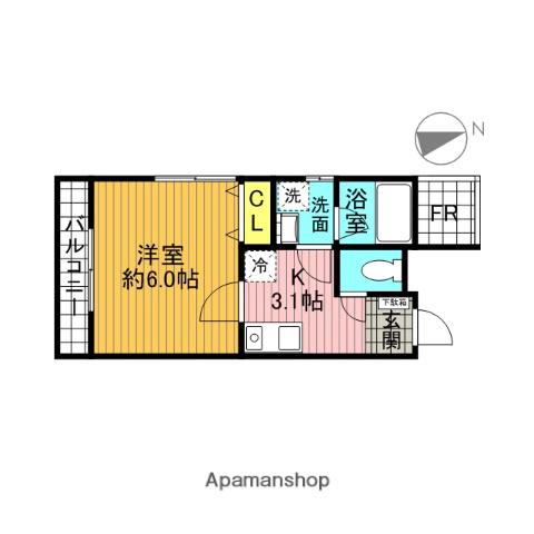 グランシャレー堀切菖蒲園2(1K/2階)の間取り写真