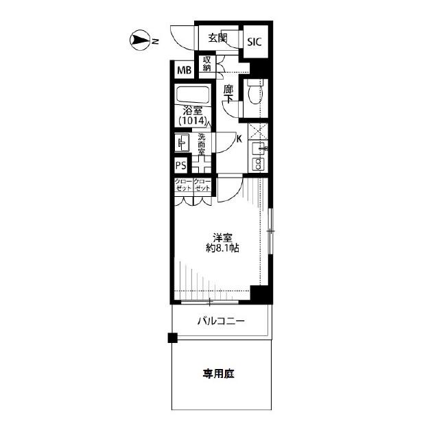 プレール・ドゥーク東陽町(1K/1階)の間取り写真