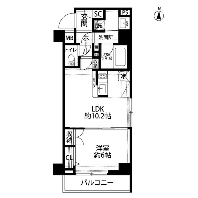 プレール・ドゥーク錦糸町Ⅴ(1LDK/4階)の間取り写真