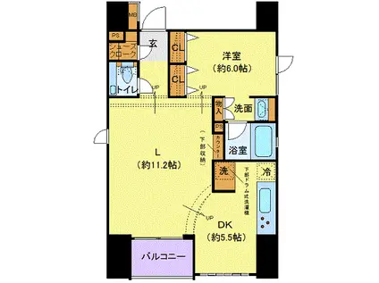 プレール・ドゥーク銀座東(1LDK/5階)の間取り写真