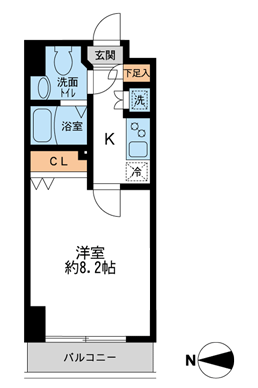 HF錦糸町レジデンス(1K/8階)の間取り写真