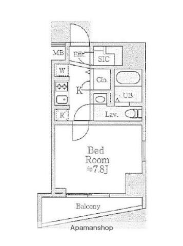 ドゥーエ西大島Ⅲ(1K/4階)の間取り写真