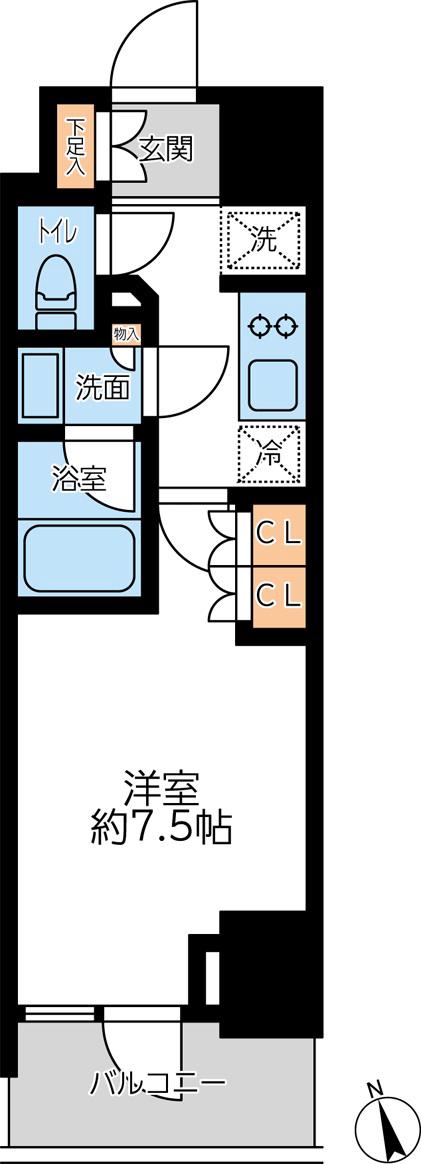 プライマル浅草言問通(1K/12階)の間取り写真