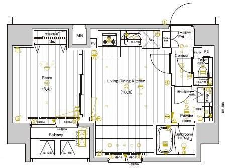 PREMIUM CUBE 両国DEUX(1LDK/10階)の間取り写真