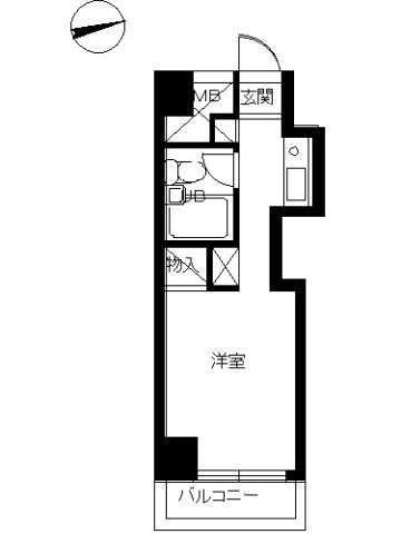 スカイコート入谷(ワンルーム/9階)の間取り写真