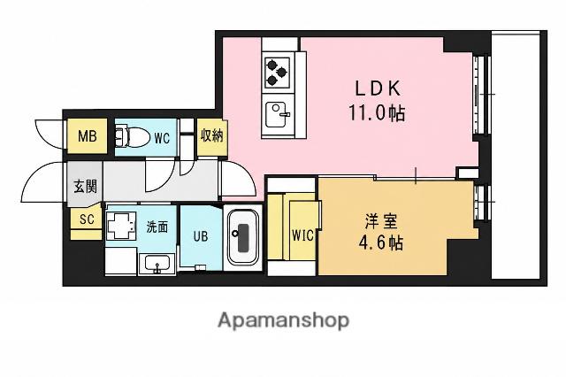 S-RESIDENCE浅草(1LDK/10階)の間取り写真
