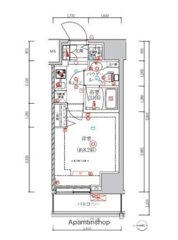 アルテシモ クルセ(1K/8階)の間取り写真