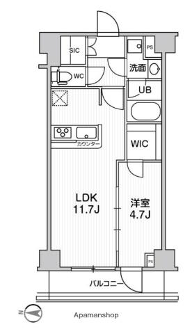ジェノヴィア本所吾妻橋Ⅱスカイガーデン(1LDK/5階)の間取り写真