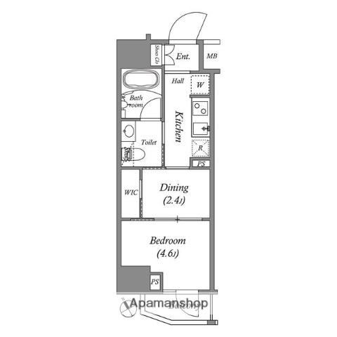 ARKMARK水天宮前Ⅰ(1DK/12階)の間取り写真