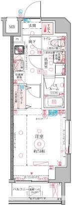 クレヴィスタ亀戸Ⅵ(1K/4階)の間取り写真