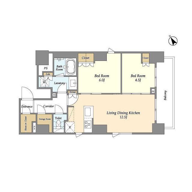 グランカーサ蔵前(2LDK/9階)の間取り写真