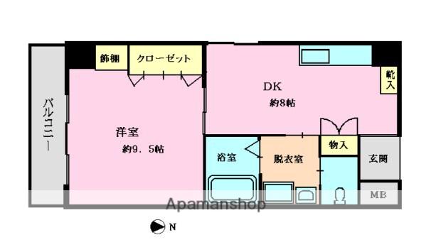 第七小崎ビル(1DK/2階)の間取り写真