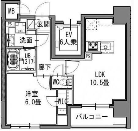 S-RESIDENCE新御徒町イースト(1LDK/5階)の間取り写真