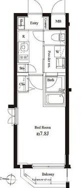 ハーモニーレジデンス清澄白河(1K/4階)の間取り写真