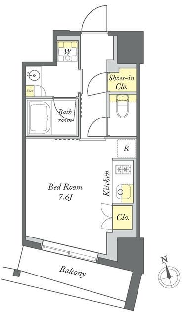 プライムメゾン清澄白河(ワンルーム/4階)の間取り写真